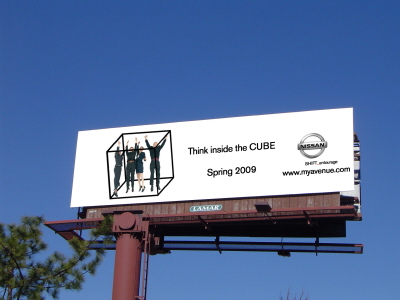 And here is the pre-visualized version of what the outdoor ad would like all lined, in coherence with the "Think Inside the Cube" tagline.
